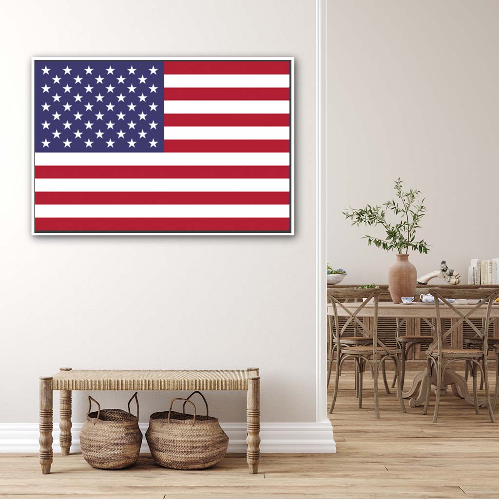 American Flag Silhouette Canvas Wall Art Print - Canvas White Frame