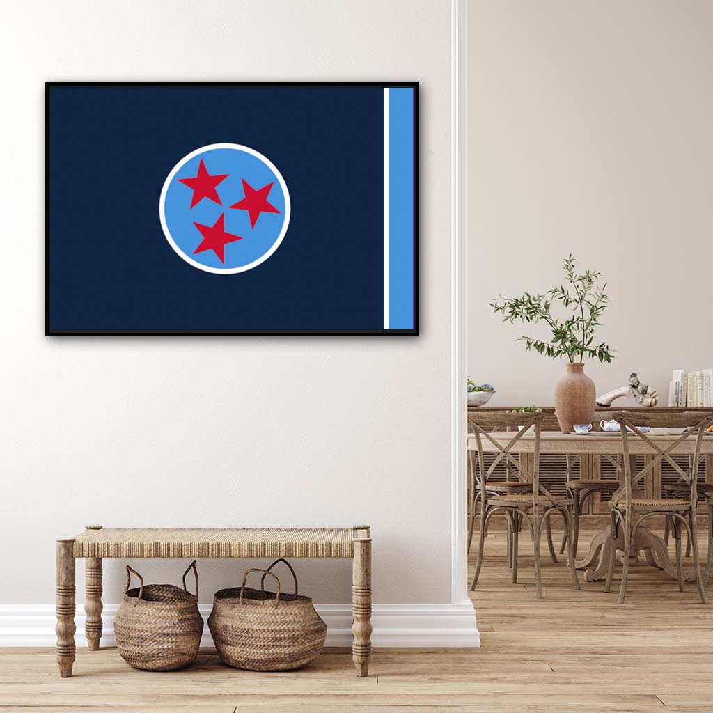 Navy & Teal Tennessee Canvas Flag Art Print - Canvas Black Frame
