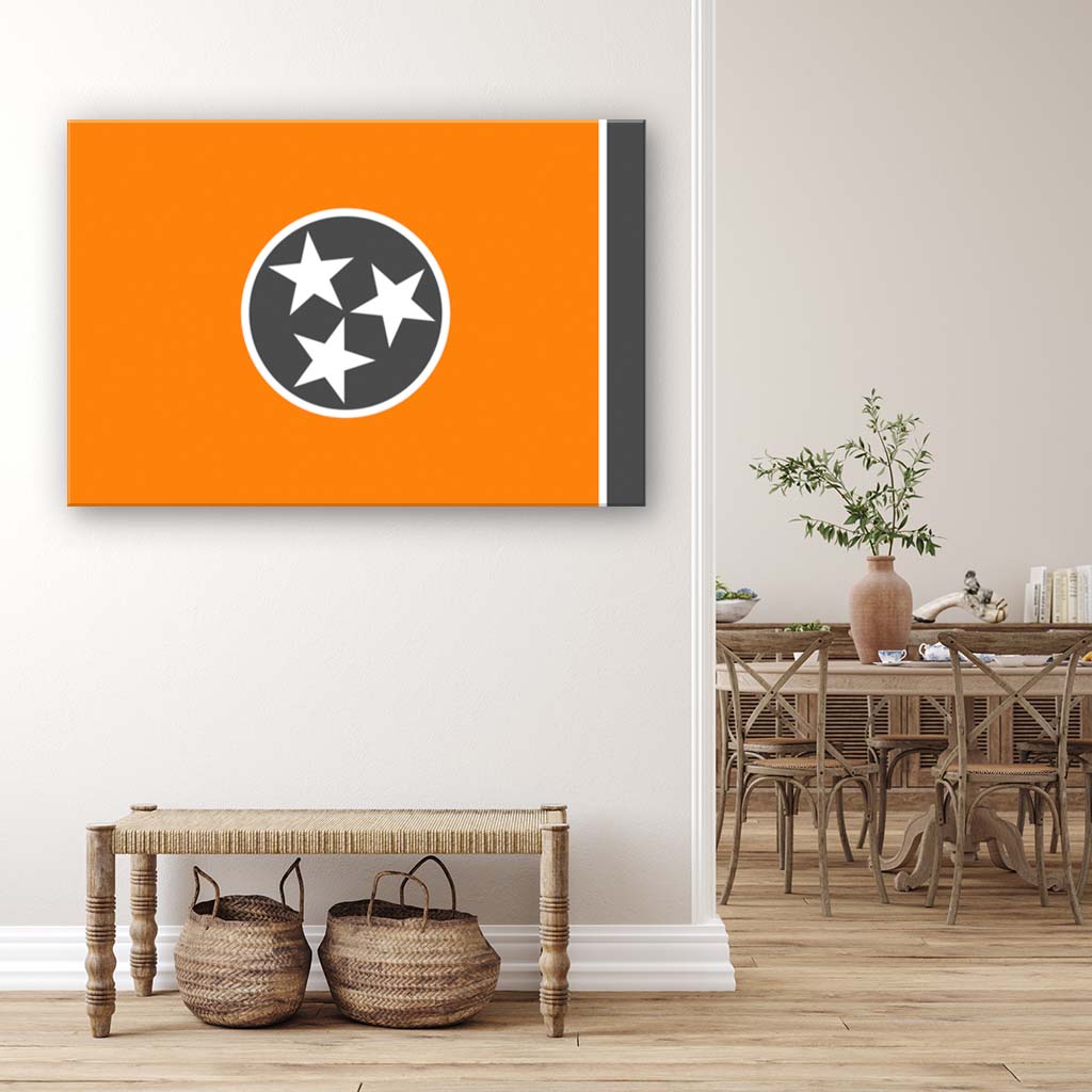 Orange & Gray Tennessee Canvas Flag Art Print - Canvas Ready To Hang