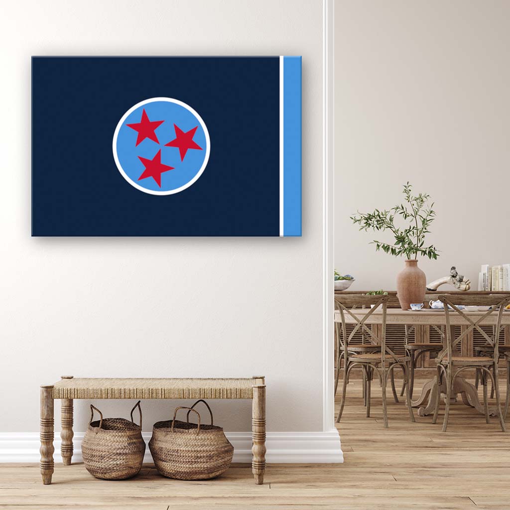 Navy & Teal Tennessee Canvas Flag Art Print - Canvas Ready To Hang