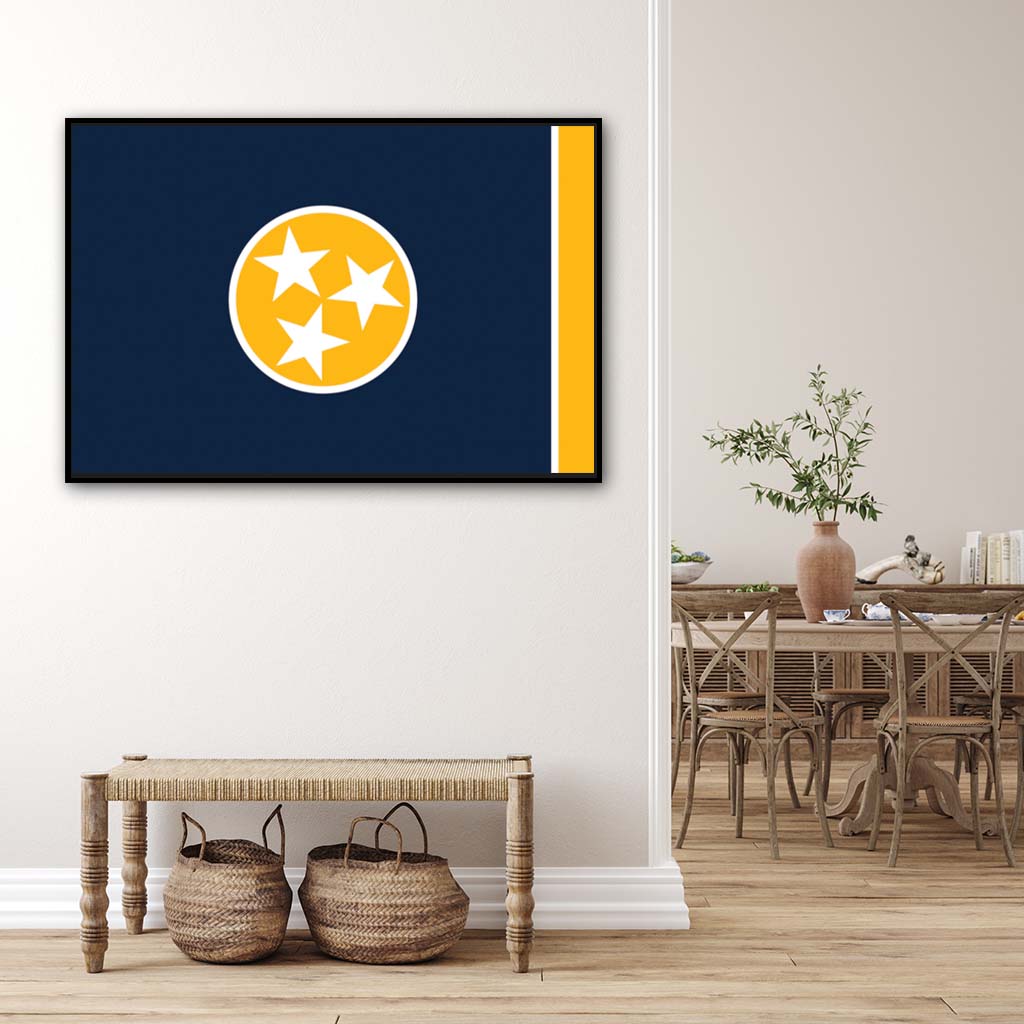 Navy & Gold Tennessee Canvas Flag Art Print - Canvas Black Frame