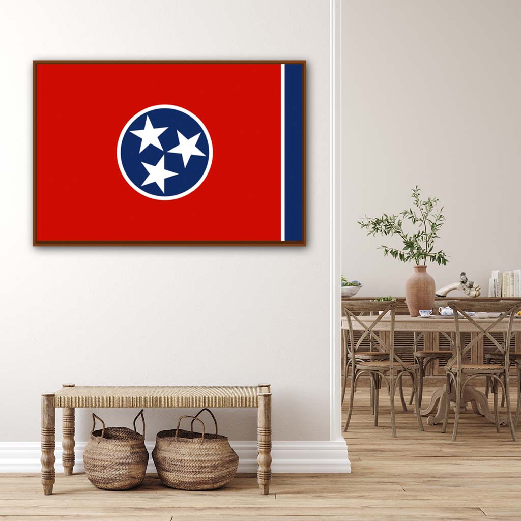 Tennessee Canvas Flag Art Print - Canvas Pecan Frame