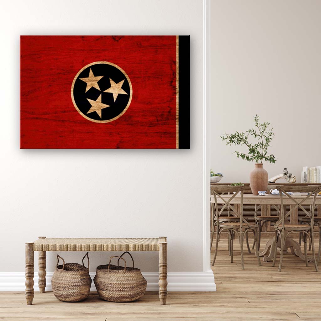 Rustic Tennessee Canvas Flag Art Print - Canvas Ready To Hang