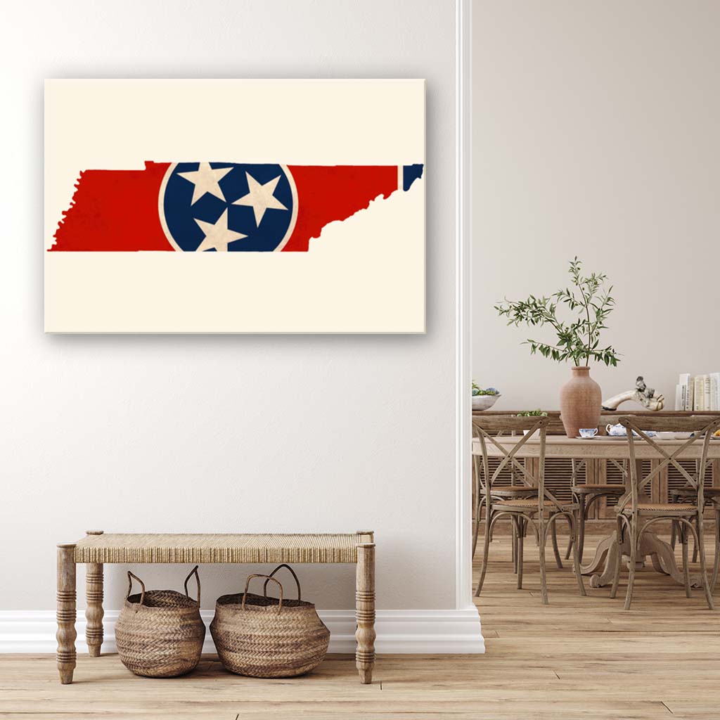 Distressed Tennessee Flag Silhouette Canvas Wall Art Print - Canvas Ready To Hang