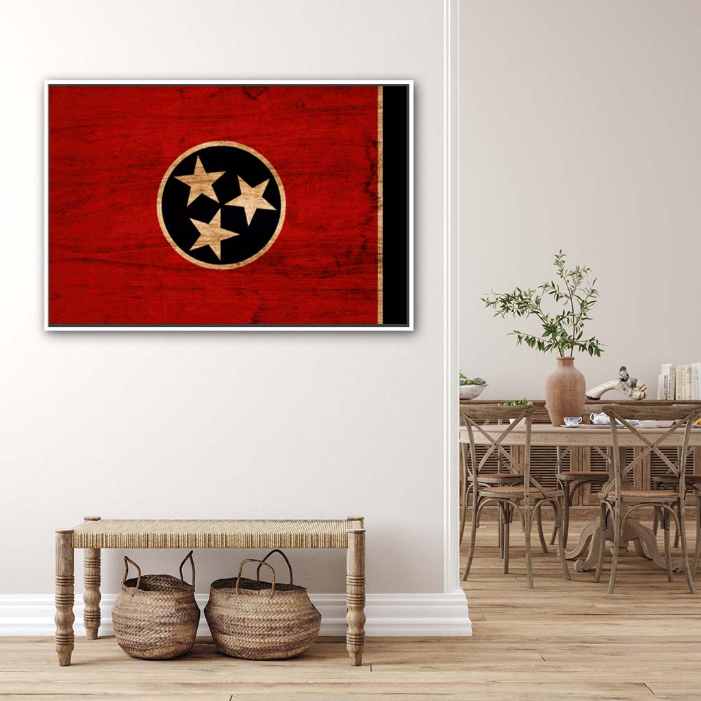 Rustic Tennessee Canvas Flag Art Print - Canvas White Frame