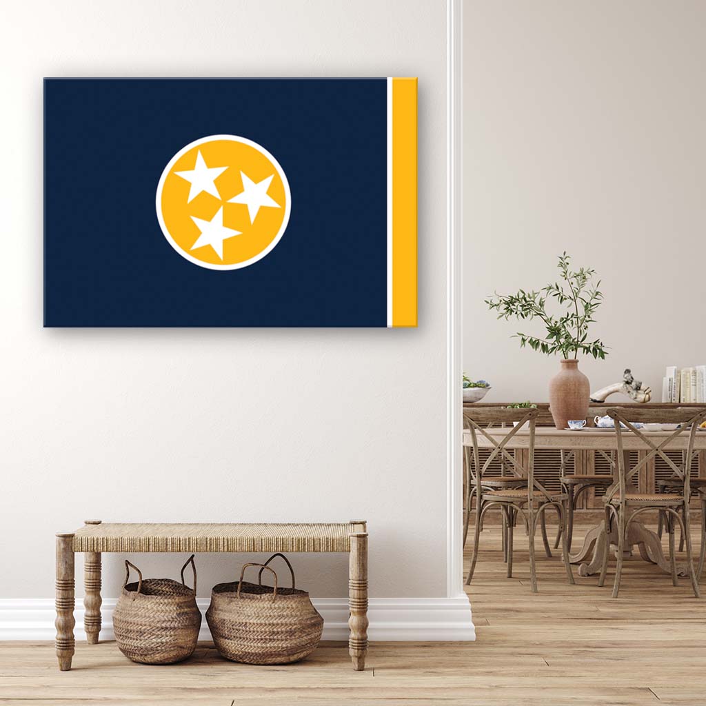 Navy & Gold Tennessee Canvas Flag Art Print - Canvas Ready To Hang