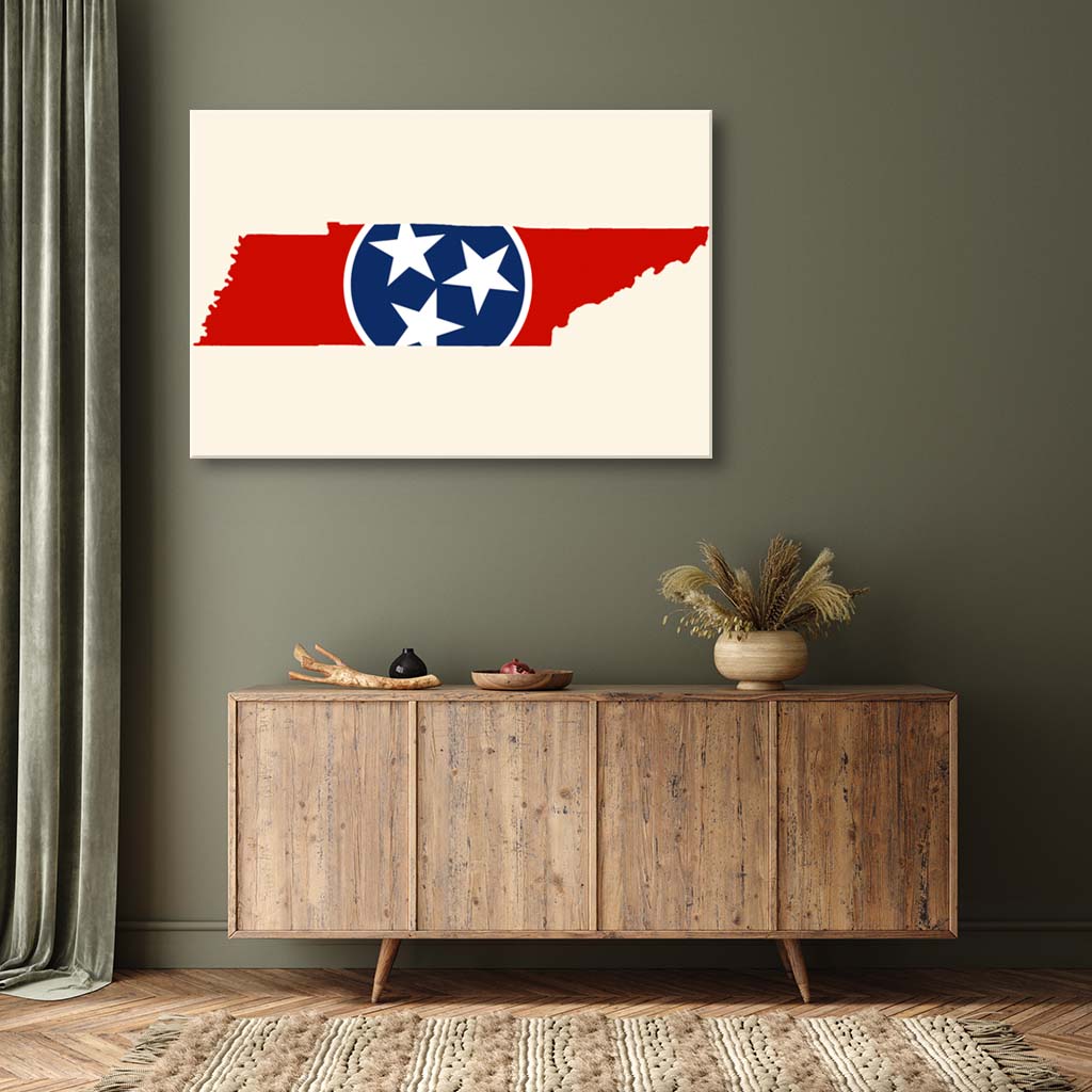 Tennessee Flag Silhouette Canvas Wall Art Print - Canvas Ready To Hang