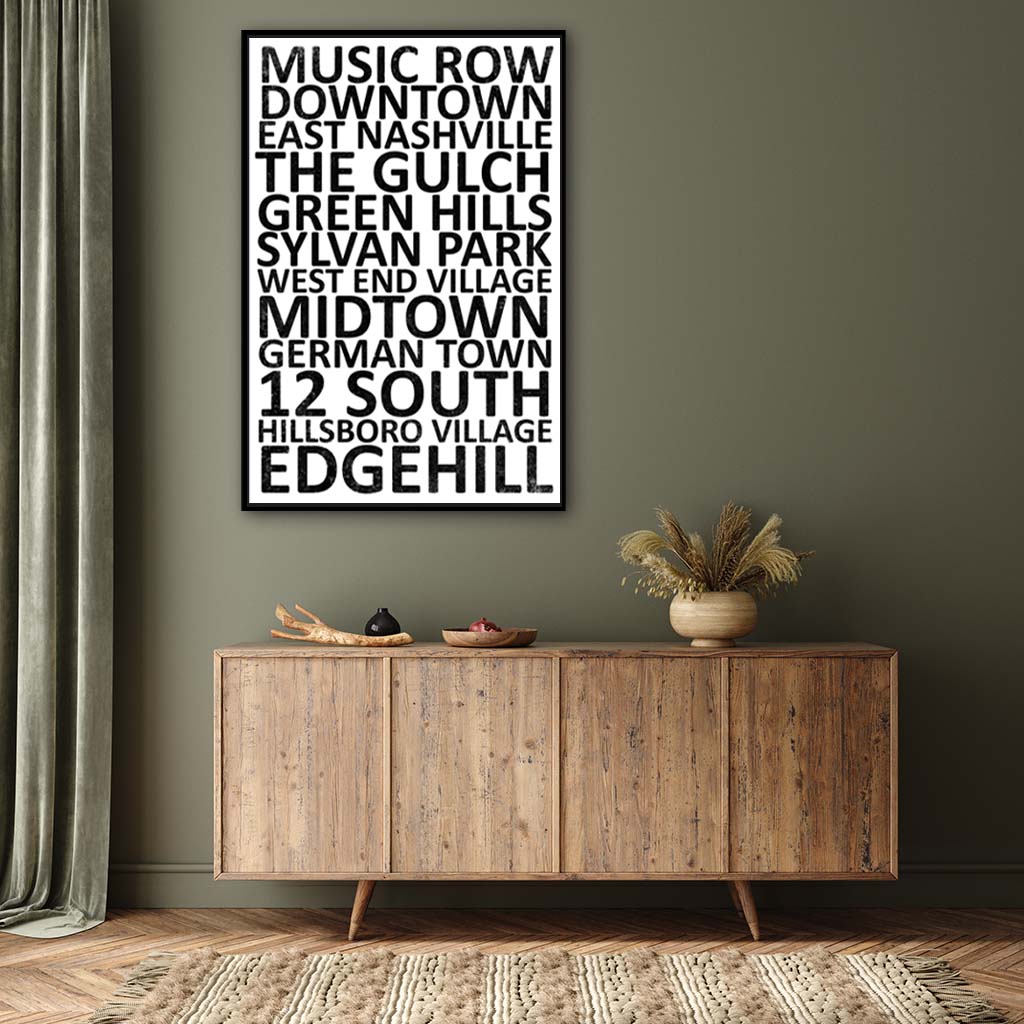 Nashville Neighborhood Canvas Wall Art Print - Canvas Black Frame