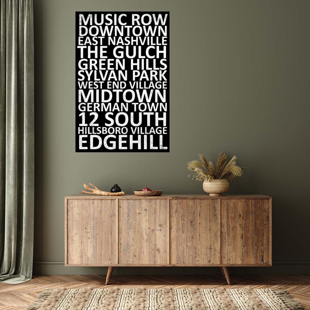 Nashville Neighborhood Canvas Wall Art Print - Canvas Black Frame