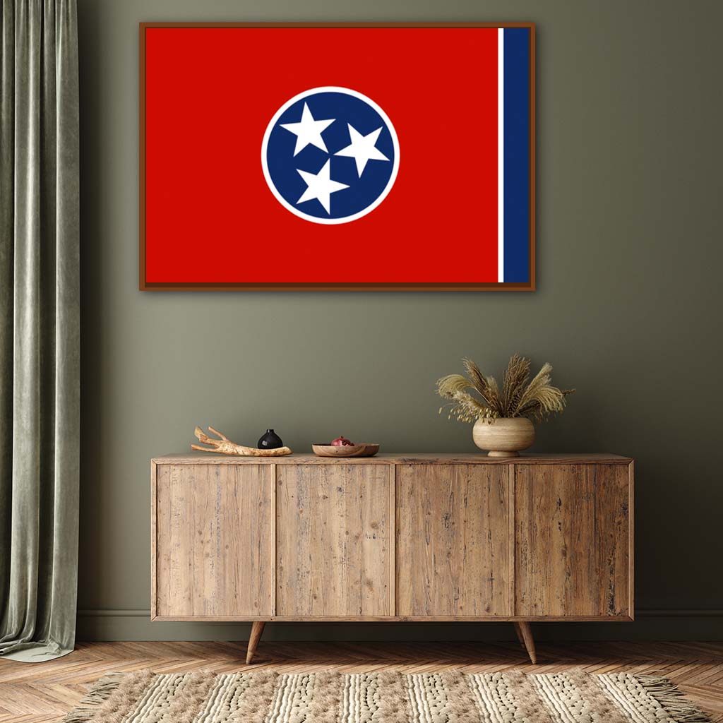 Tennessee Canvas Flag Art Print - Canvas Pecan Frame
