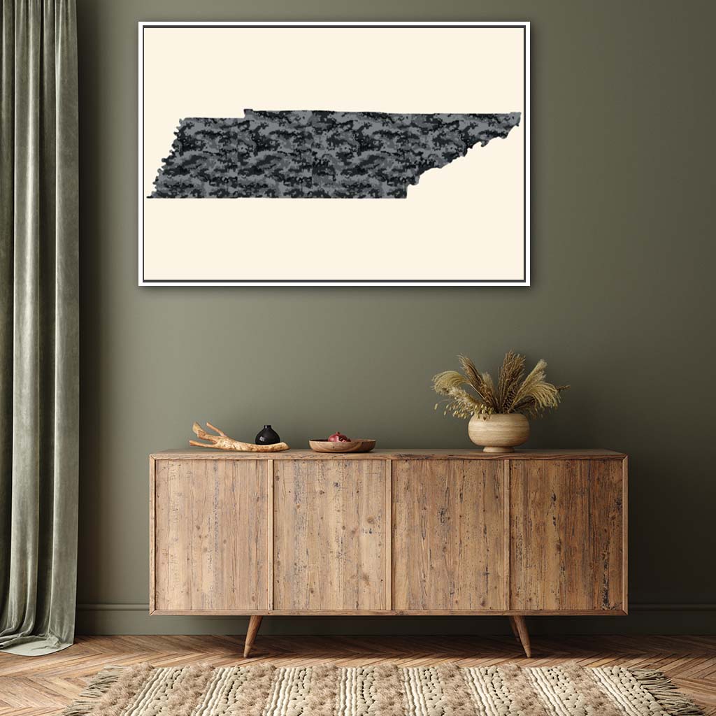 Tennessee Digital Camo Silhouette Canvas Wall Art Print - Canvas White Frame