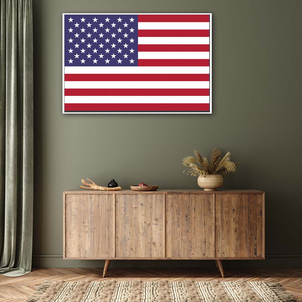 American Flag Silhouette Canvas Wall Art Print - Canvas White Frame