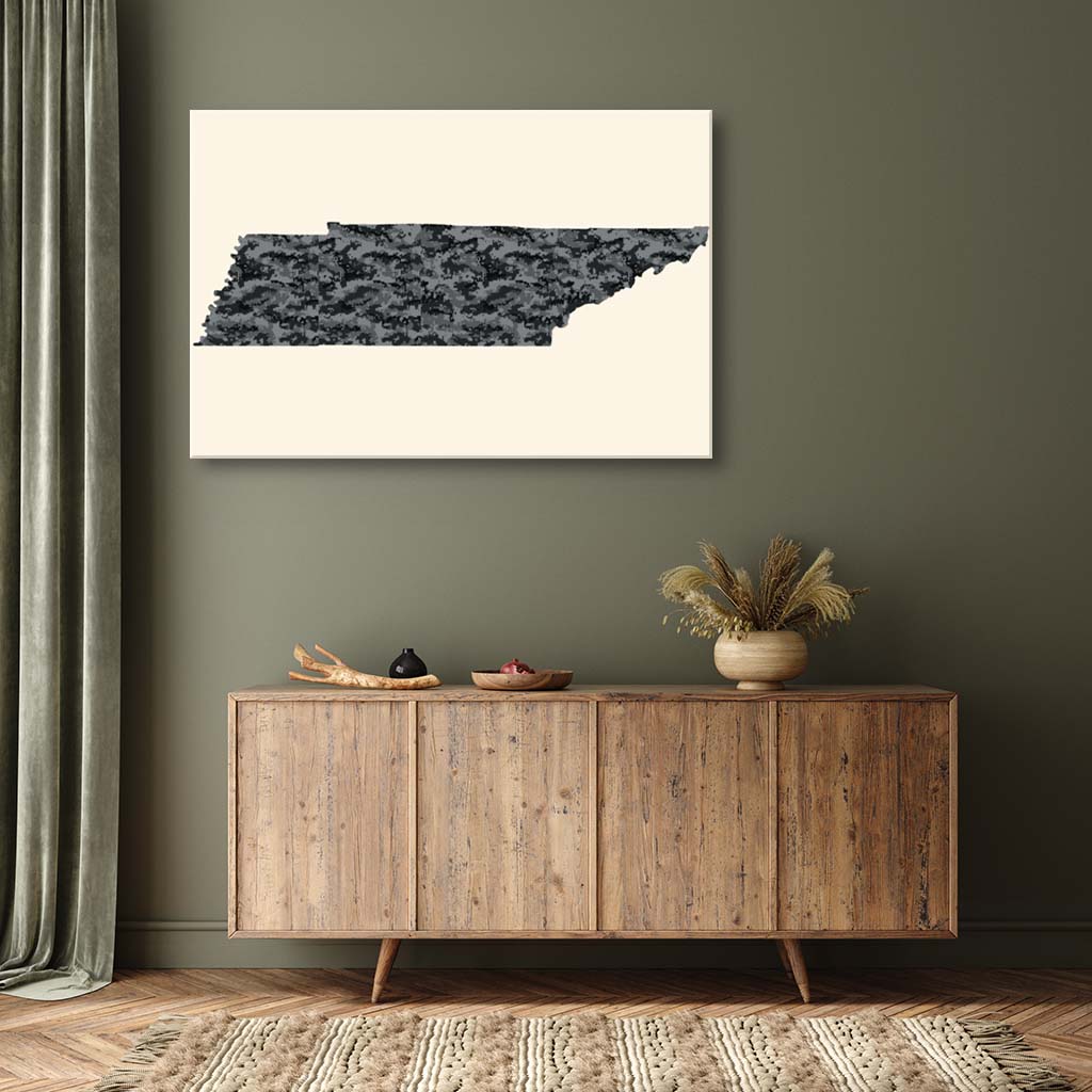 Tennessee Digital Camo Silhouette Canvas Wall Art Print - Canvas Ready To Hang
