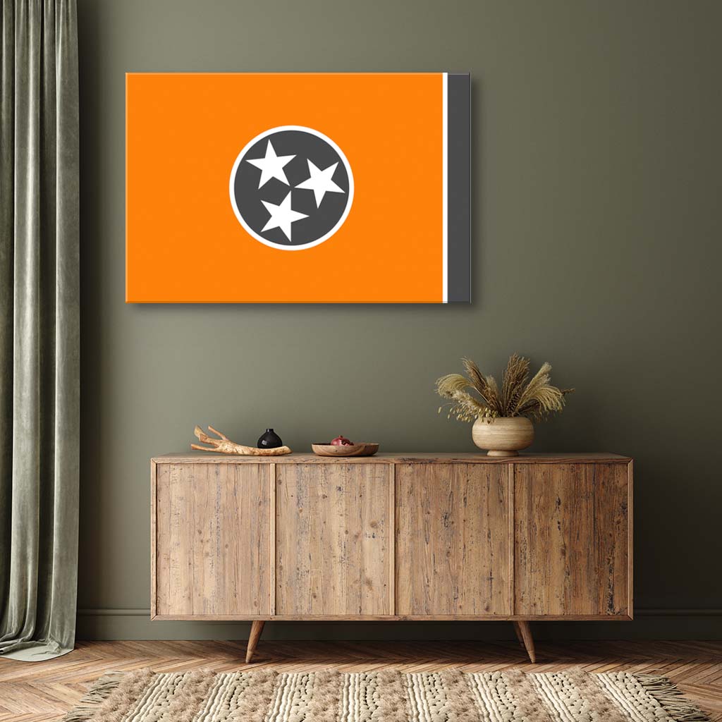 Orange & Gray Tennessee Canvas Flag Art Print - Canvas Ready To Hang