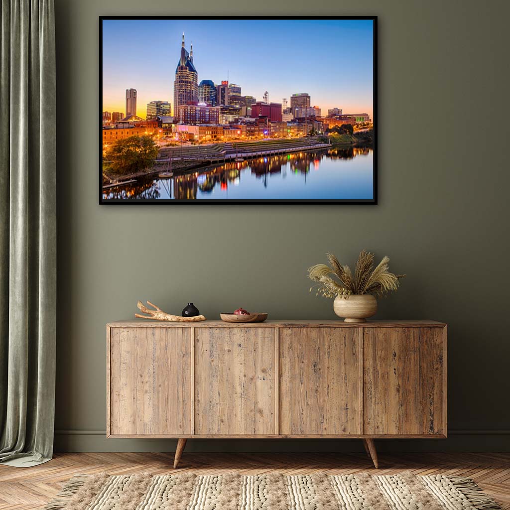Nashville Skyline Canvas Wall Art Print - Canvas Black Frame