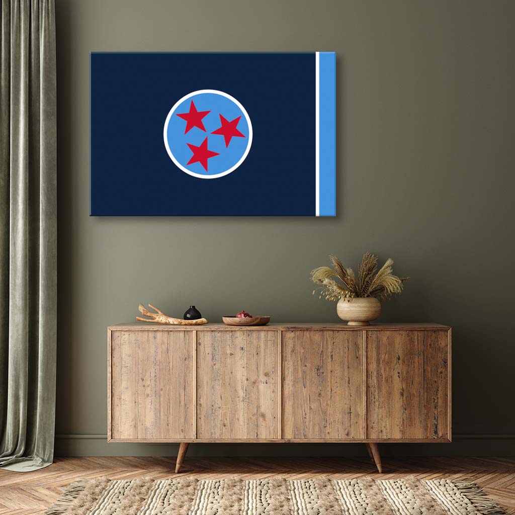 Navy & Teal Tennessee Canvas Flag Art Print - Canvas Ready To Hang