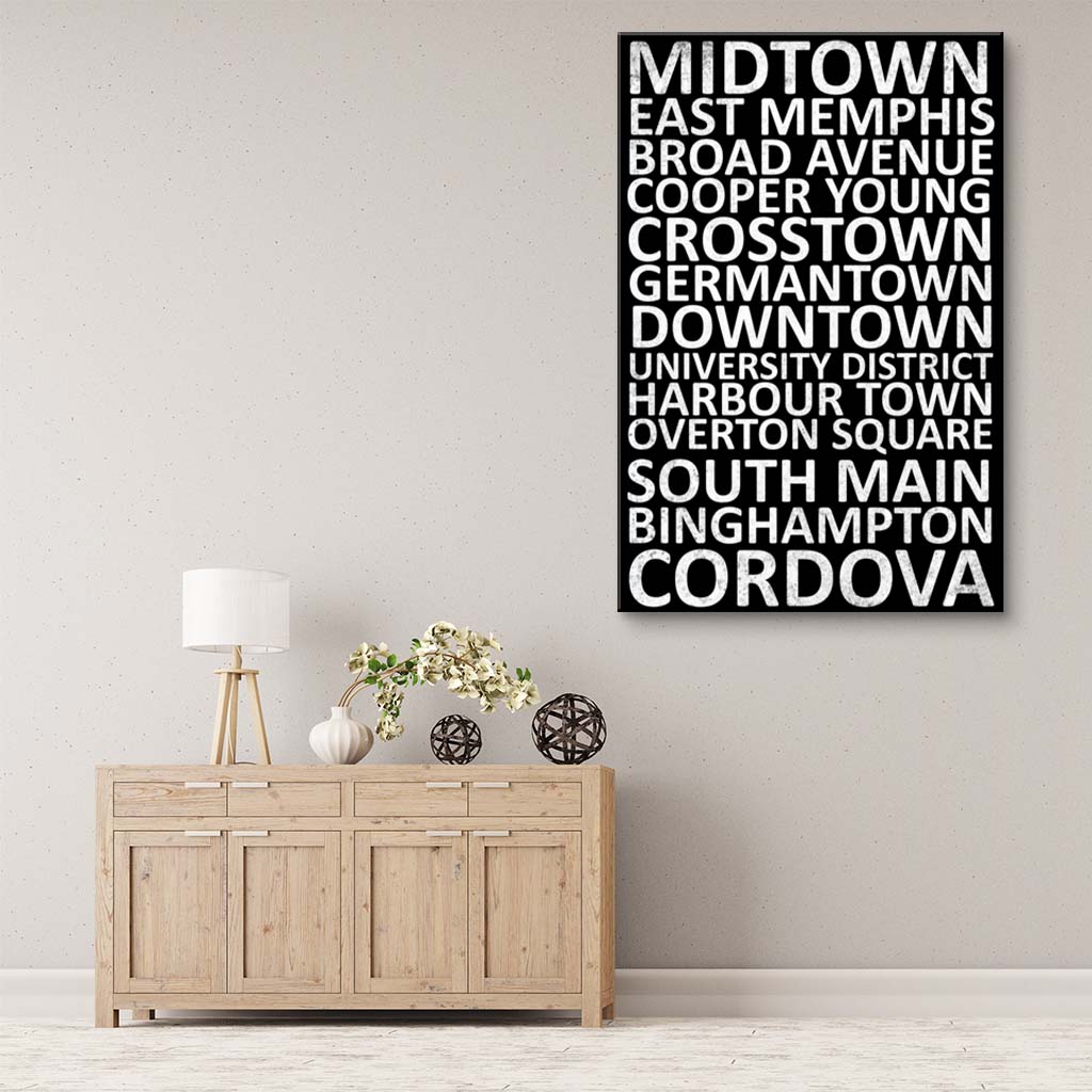 Memphis Neighborhood Print - Black With White Font