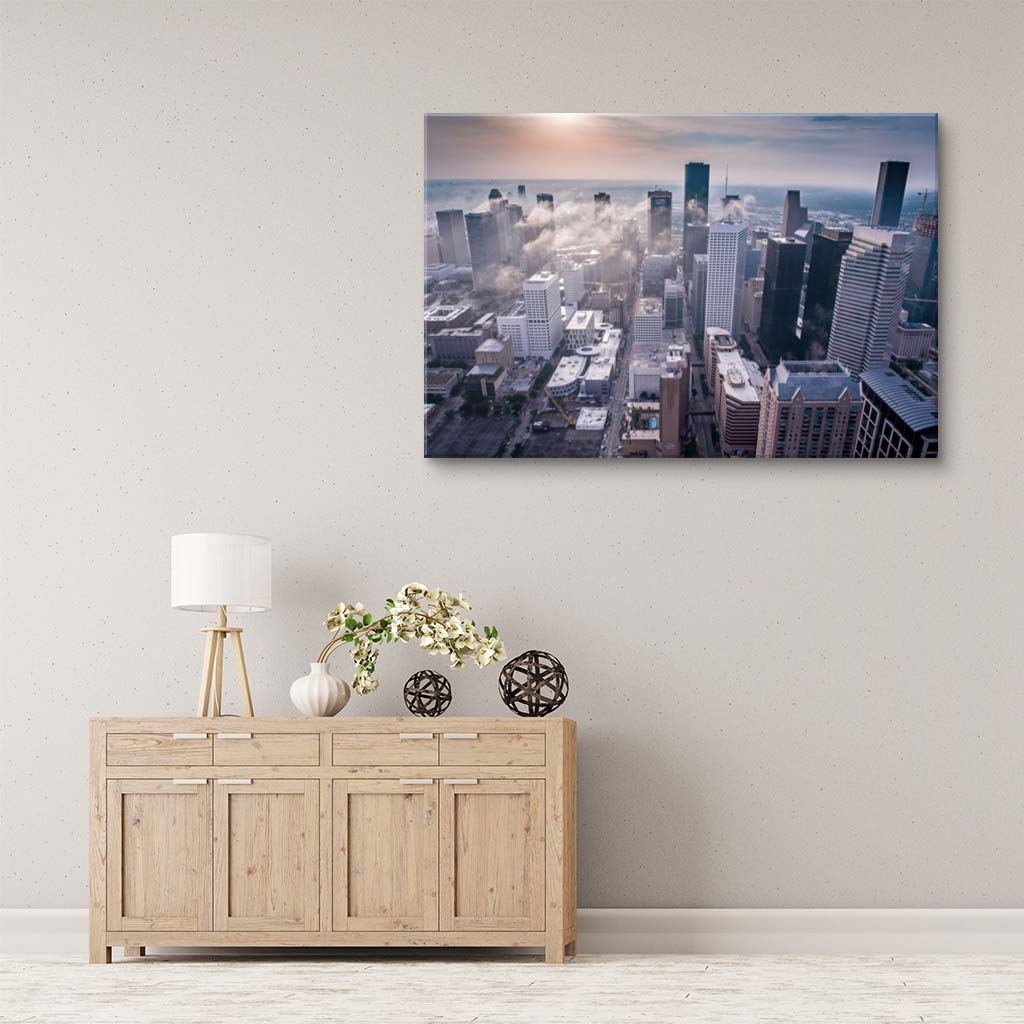 Cloudy Houston Skyline Canvas Wall Art Print