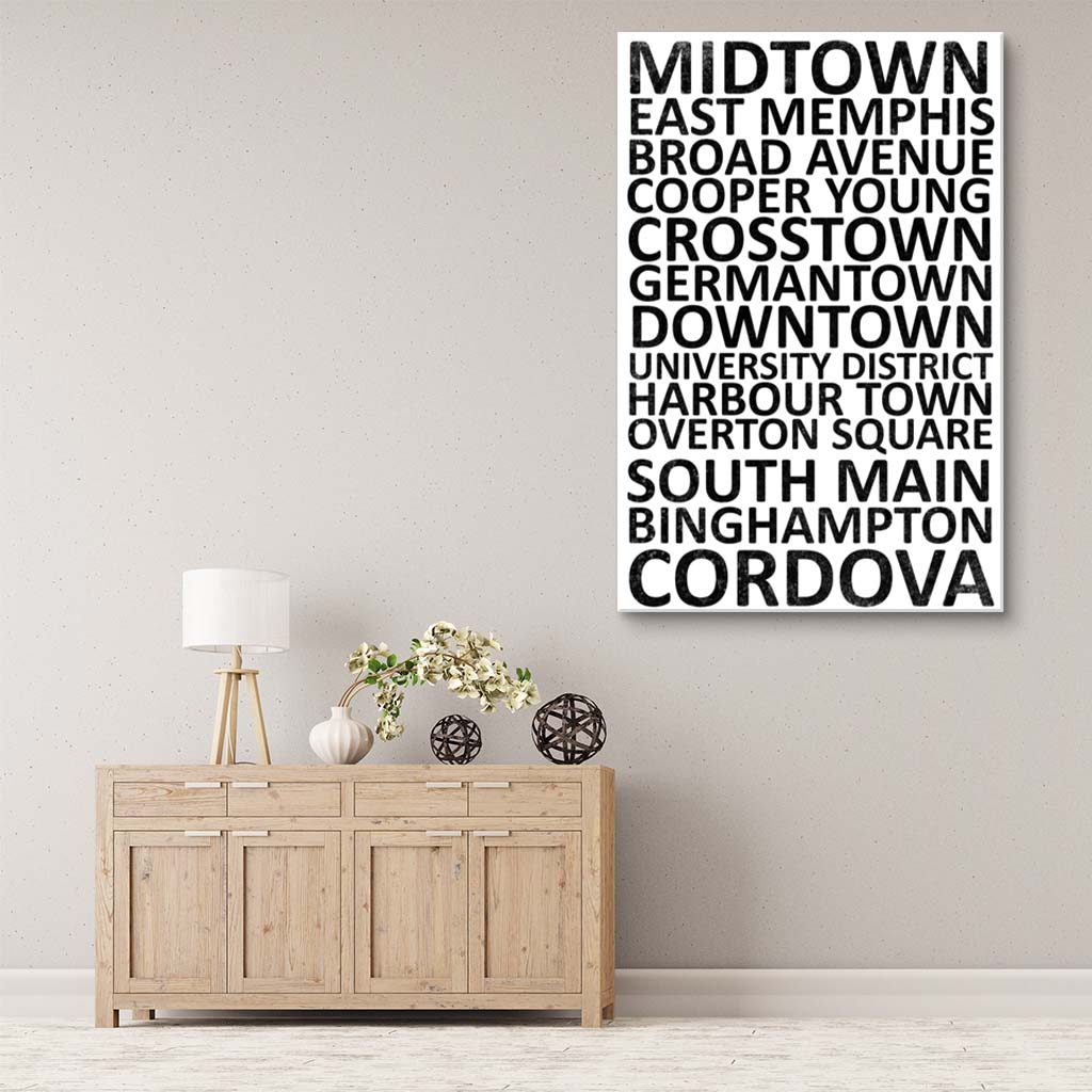 Memphis Neighborhood Print - White With Black Font