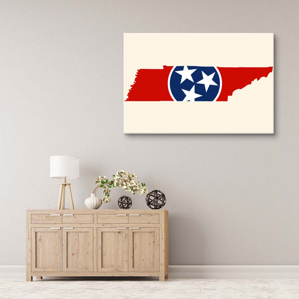 Tennessee Flag Silhouette Canvas Wall Art Print - Canvas Ready To Hang