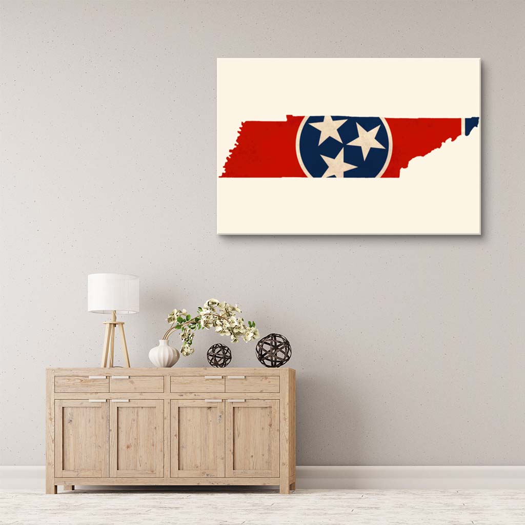 Distressed Tennessee Flag Silhouette Canvas Wall Art Print - Canvas Ready To Hang