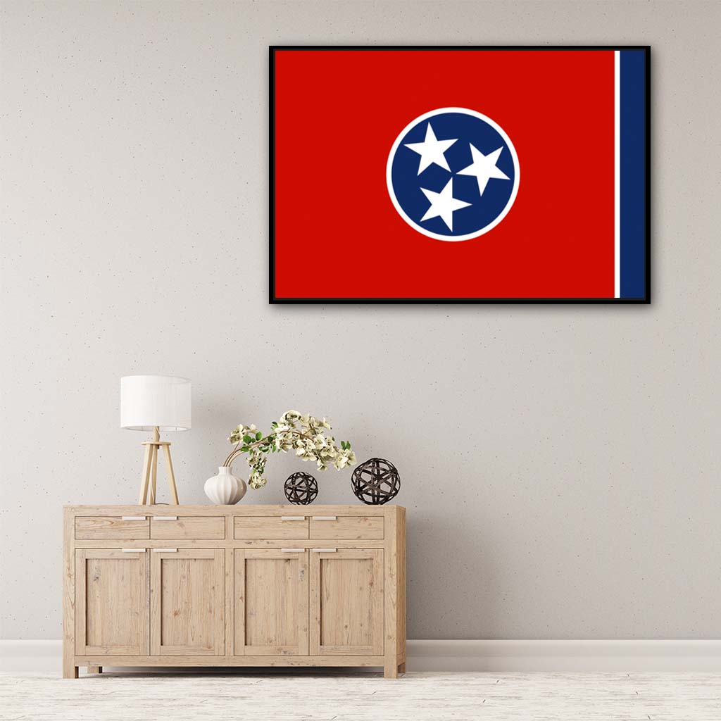 Tennessee Canvas Flag Art Print - Canvas Black Frame