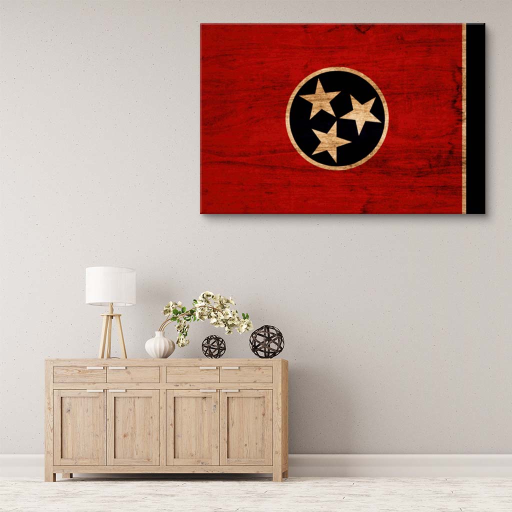 Rustic Tennessee Canvas Flag Art Print - Canvas Ready To Hang