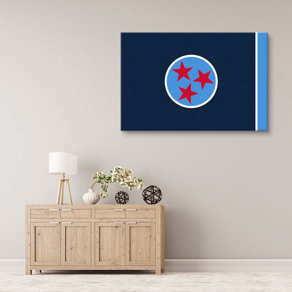 Navy & Teal Tennessee Canvas Flag Art Print - Canvas Ready To Hang
