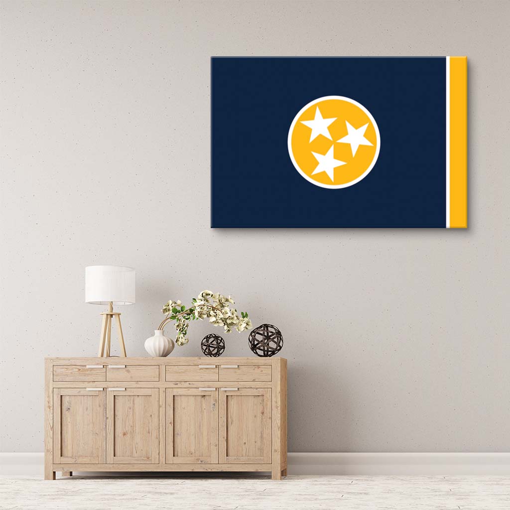 Navy & Gold Tennessee Canvas Flag Art Print - Canvas Ready To Hang