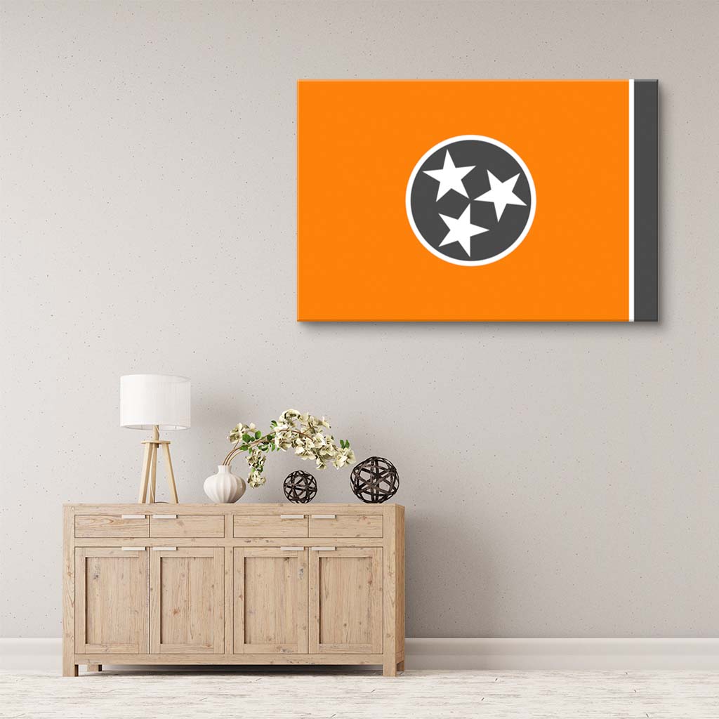 Orange & Gray Tennessee Canvas Flag Art Print - Canvas Ready To Hang