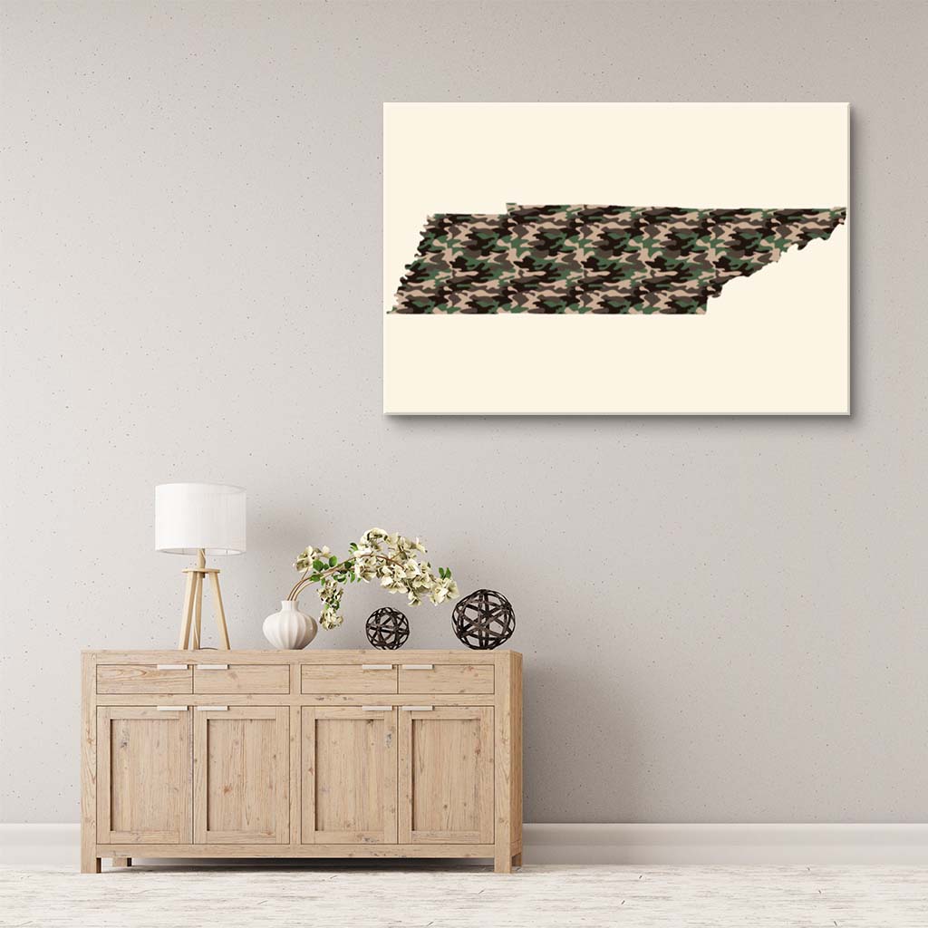 Tennessee Woodland Camo Silhouette Canvas Wall Art Print - Canvas Ready To Hang
