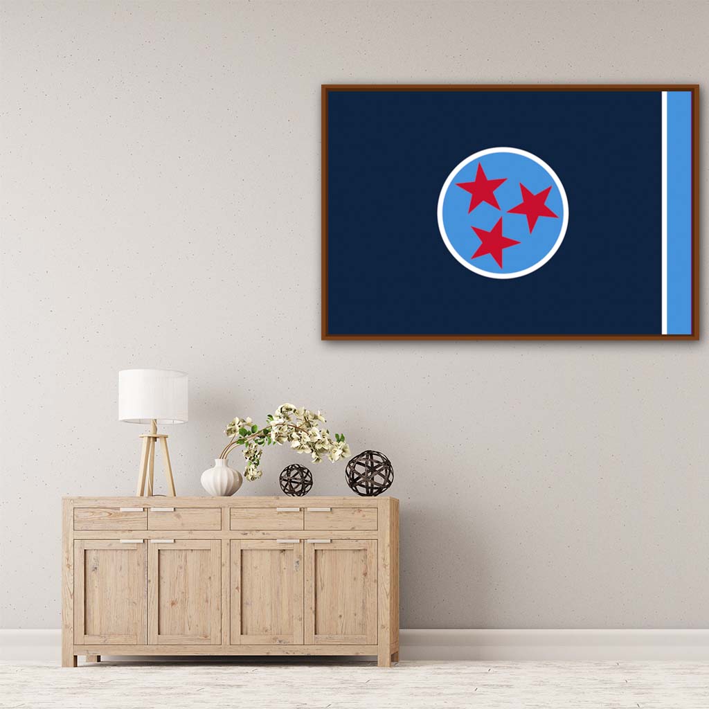 Navy & Teal Tennessee Canvas Flag Art Print - Canvas Pecan Frame