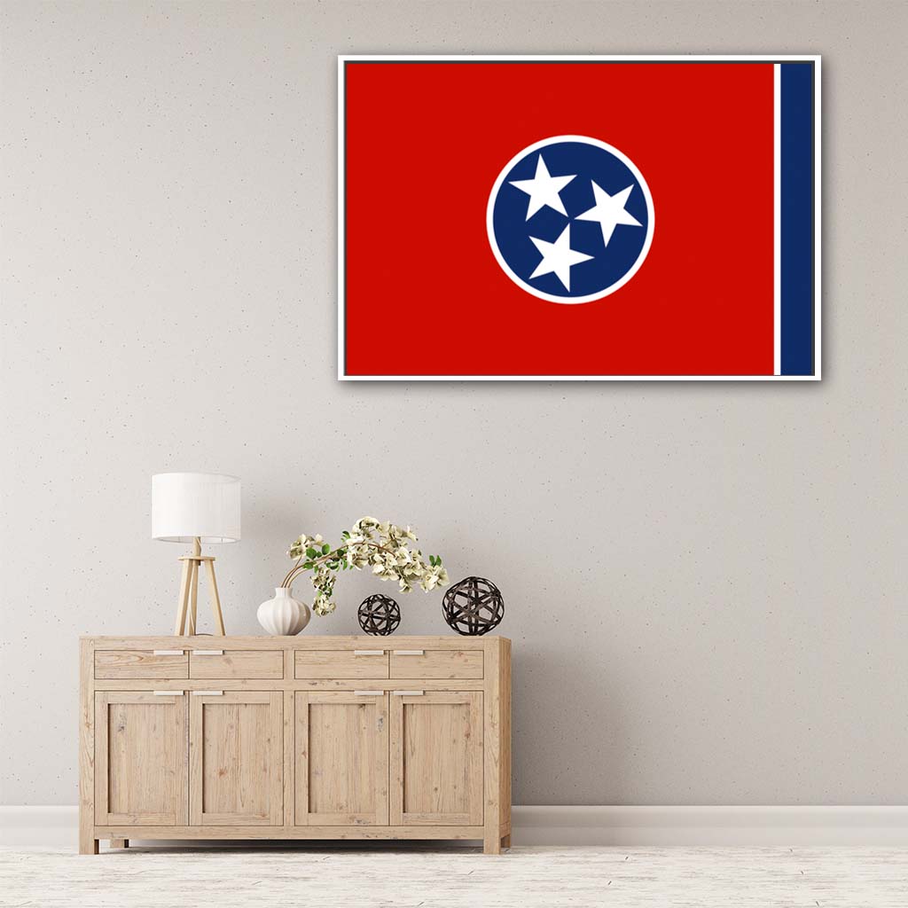Tennessee Canvas Flag Art Print - Canvas White Frame