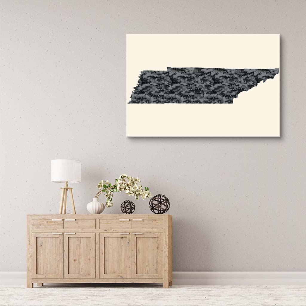 Tennessee Digital Camo Silhouette Canvas Wall Art Print - Canvas Ready To Hang