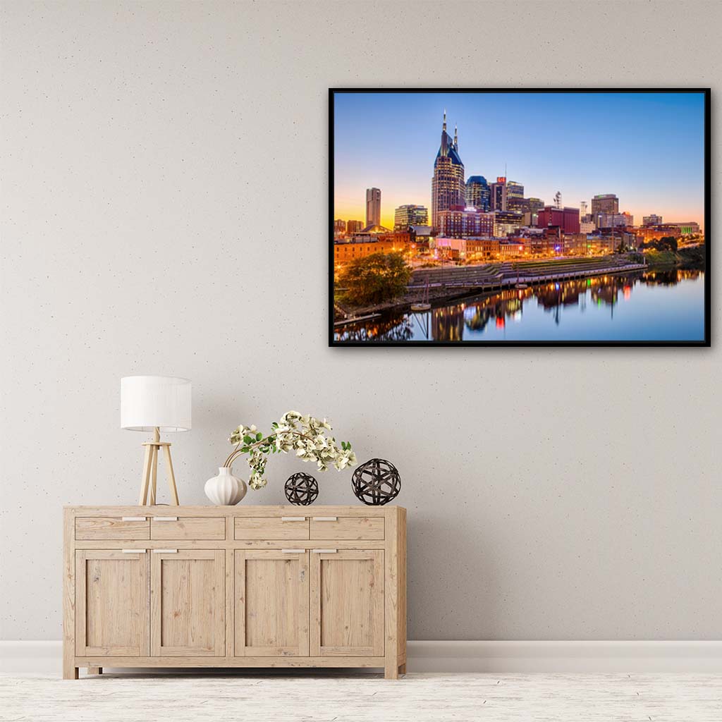 Nashville Skyline Canvas Wall Art Print - Canvas Black Frame