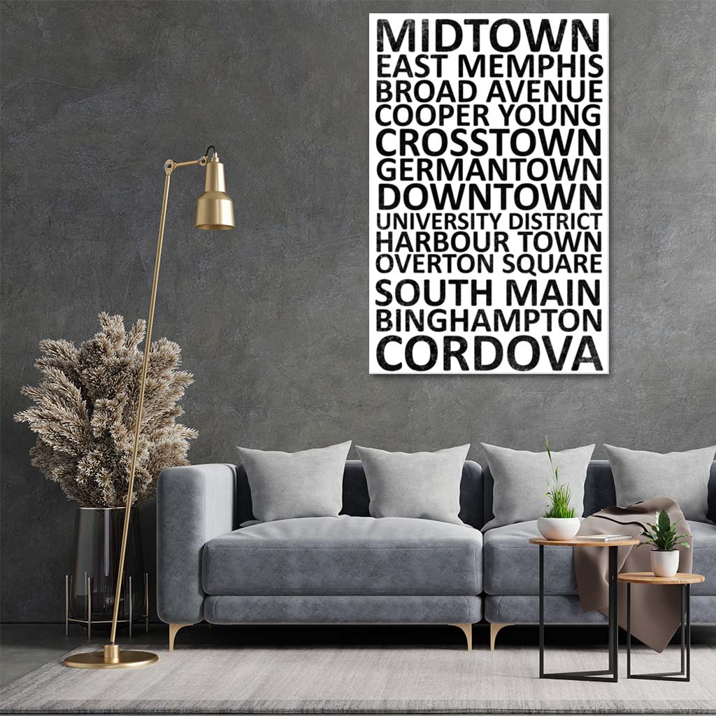 Memphis Neighborhood Print - White With Black Font