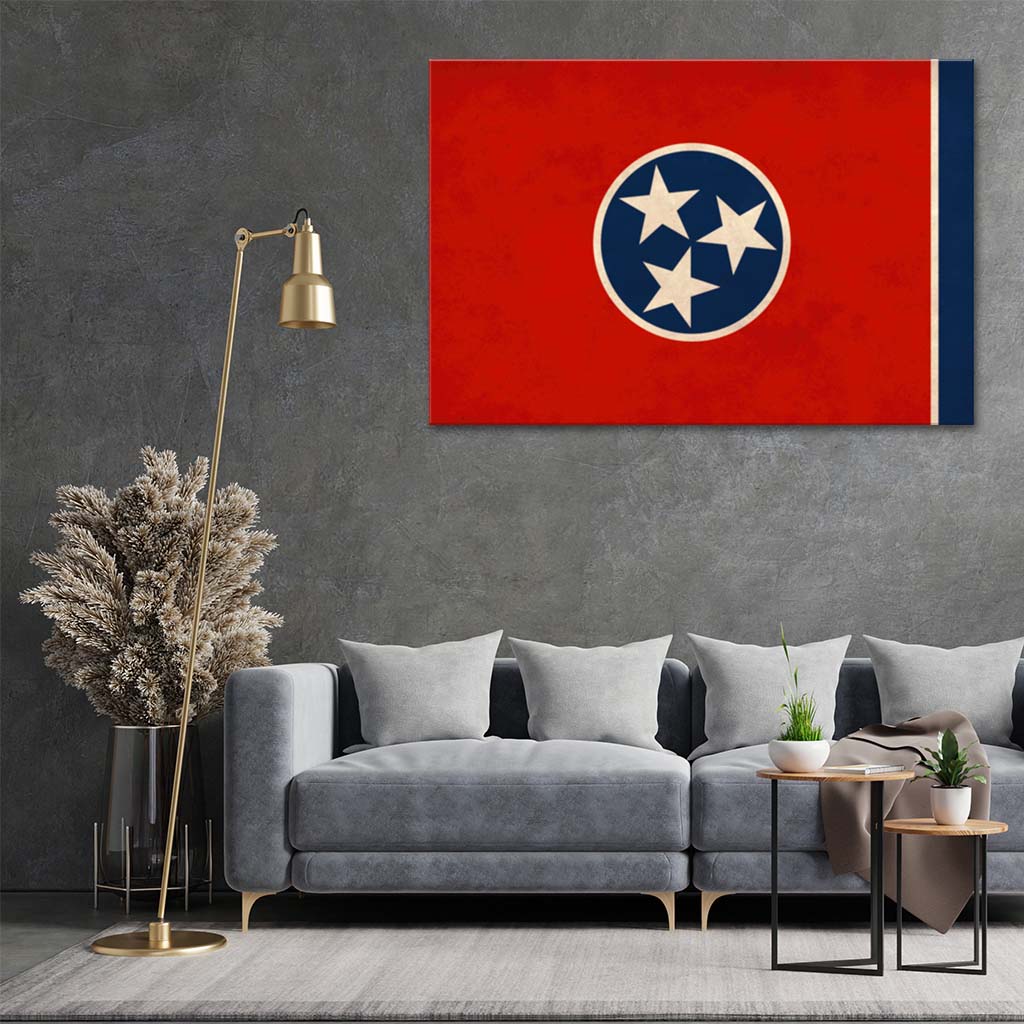 Distressed Tennessee Canvas Flag Art Print - Canvas Ready To Hang
