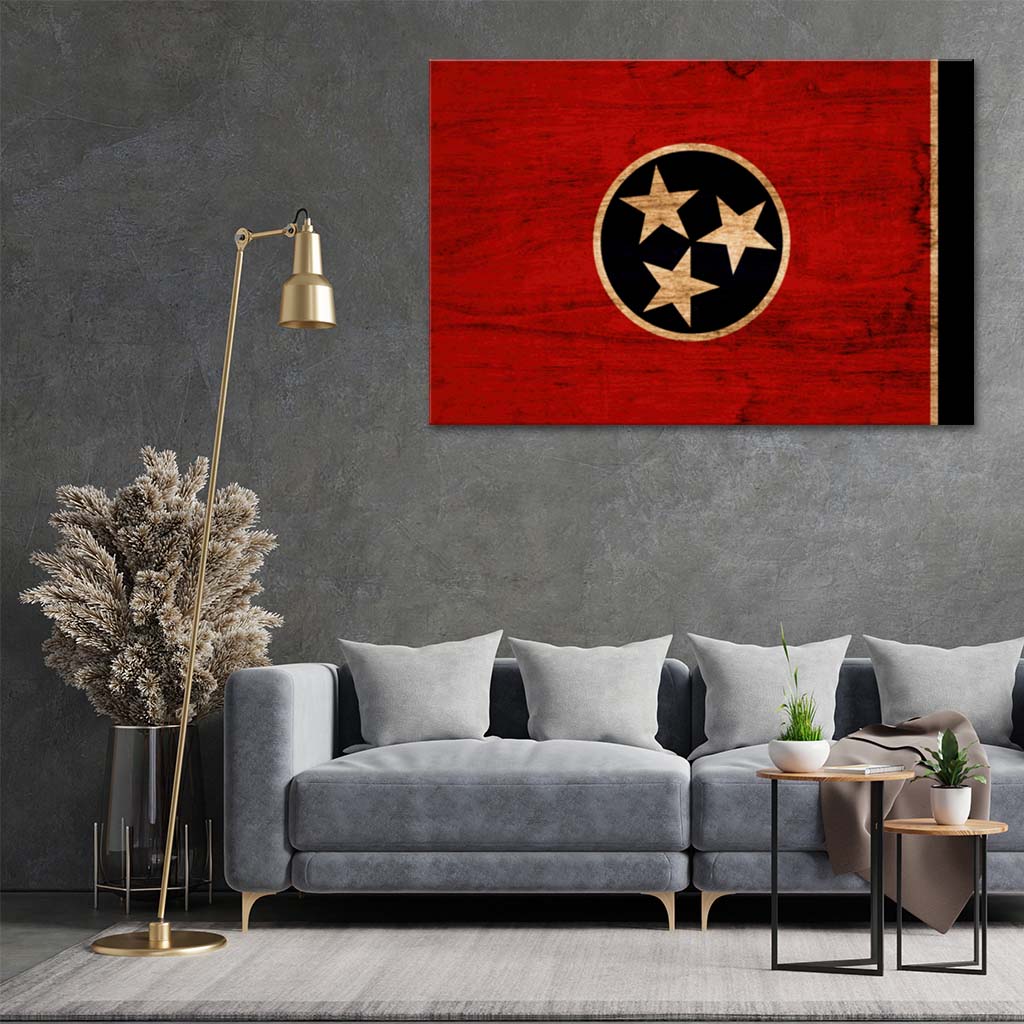 Rustic Tennessee Canvas Flag Art Print - Canvas Ready To Hang
