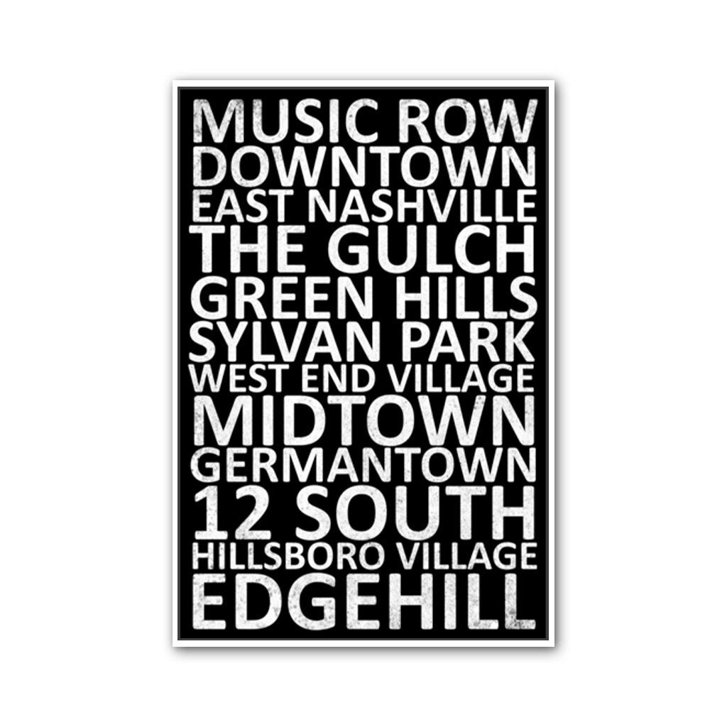 Nashville Neighborhood Canvas Wall Art Print - White Frame